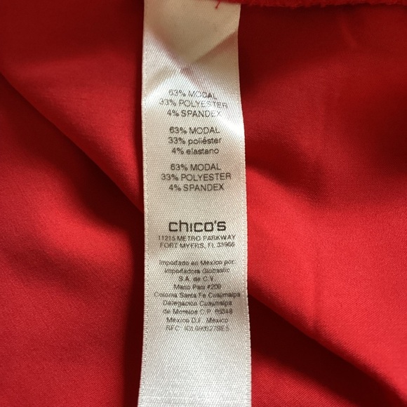 Chicos Shirt Womens Extra Large 2/ M Red Button Up Roll Tab Top Blouse Stretch - Picture 6 of 7
